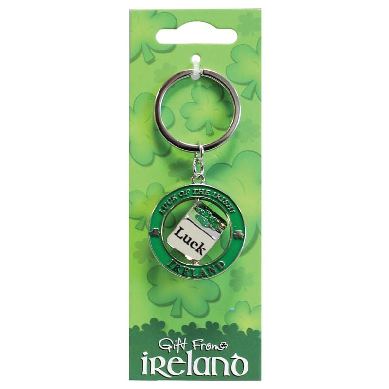 Metal Keychain With Lucky Irish Dice Spinner
